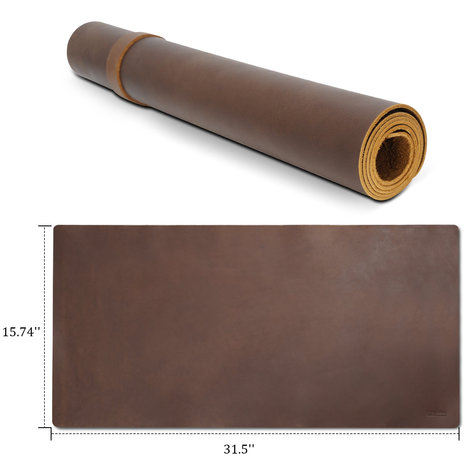 Polare 2mm Thick Full Grain Leather Desk Pad Protector 31.5 x 15.7 inch  Desktop Blotter Mats for Keyboard and Mouse Non-Slip Desk Writing Pad for