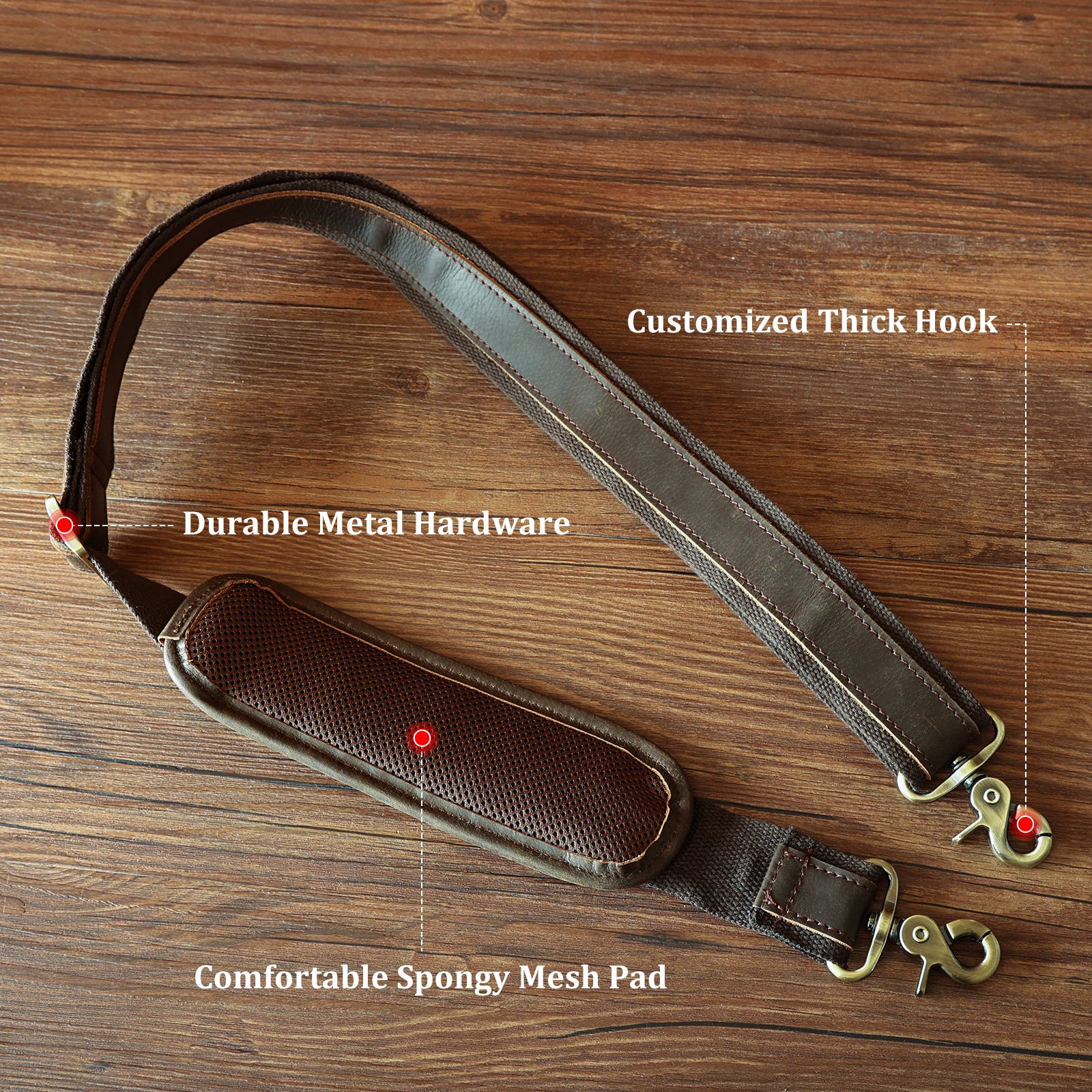 Bag Shoulder Strap Adjustable Shoulder Strap with Padded Metal