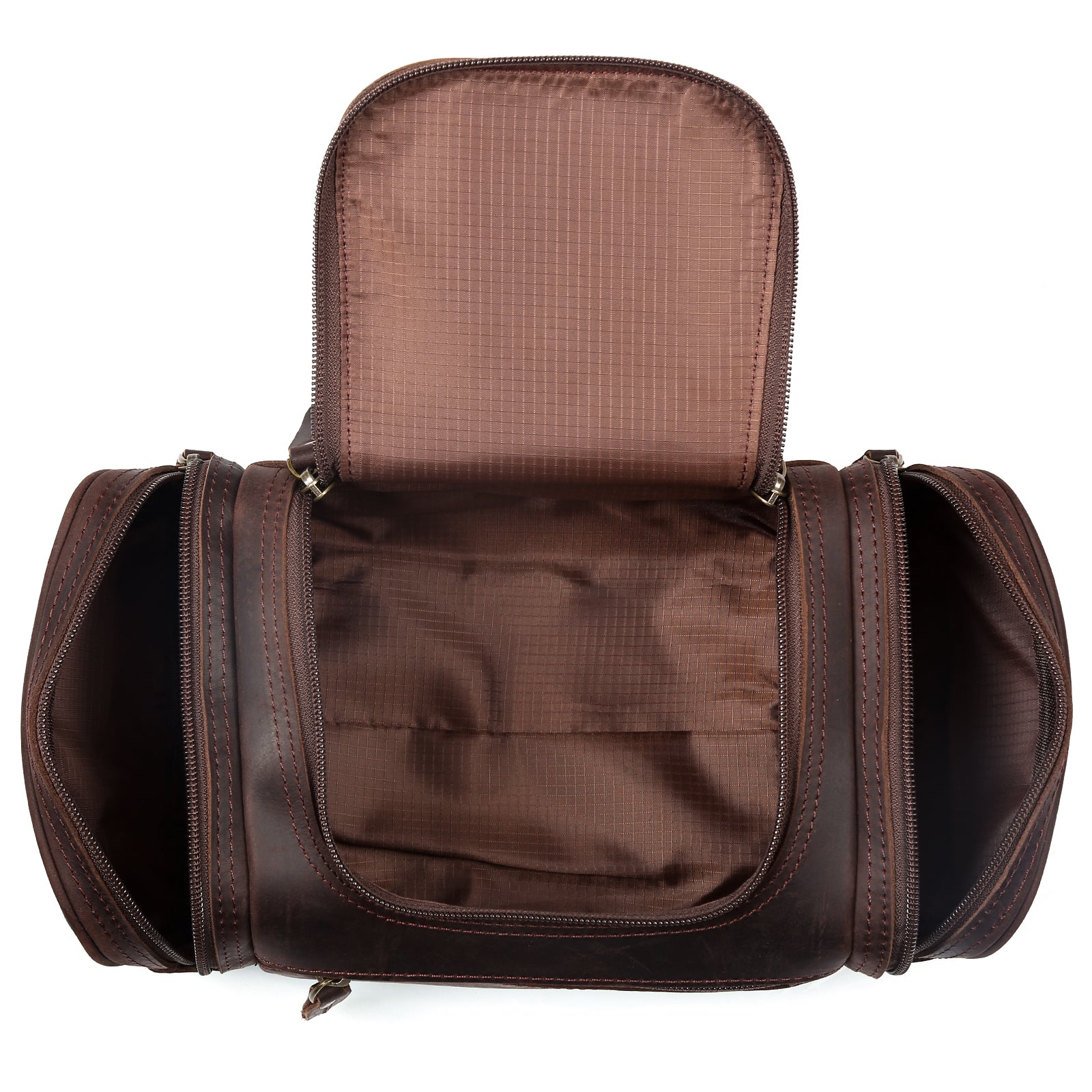 Polare Original Polare Vintage Full Grain Leather Handmade Travel Toiletry Bag for Men - Dopp Kit - Shaving Kit with YKK Metal Zippers