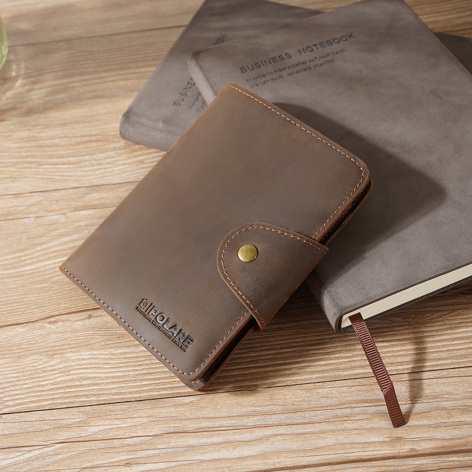 Polare Slim Curve Front Pocket RFID Blocking Italian Real Leather Bifold Wallet for Men Coffee