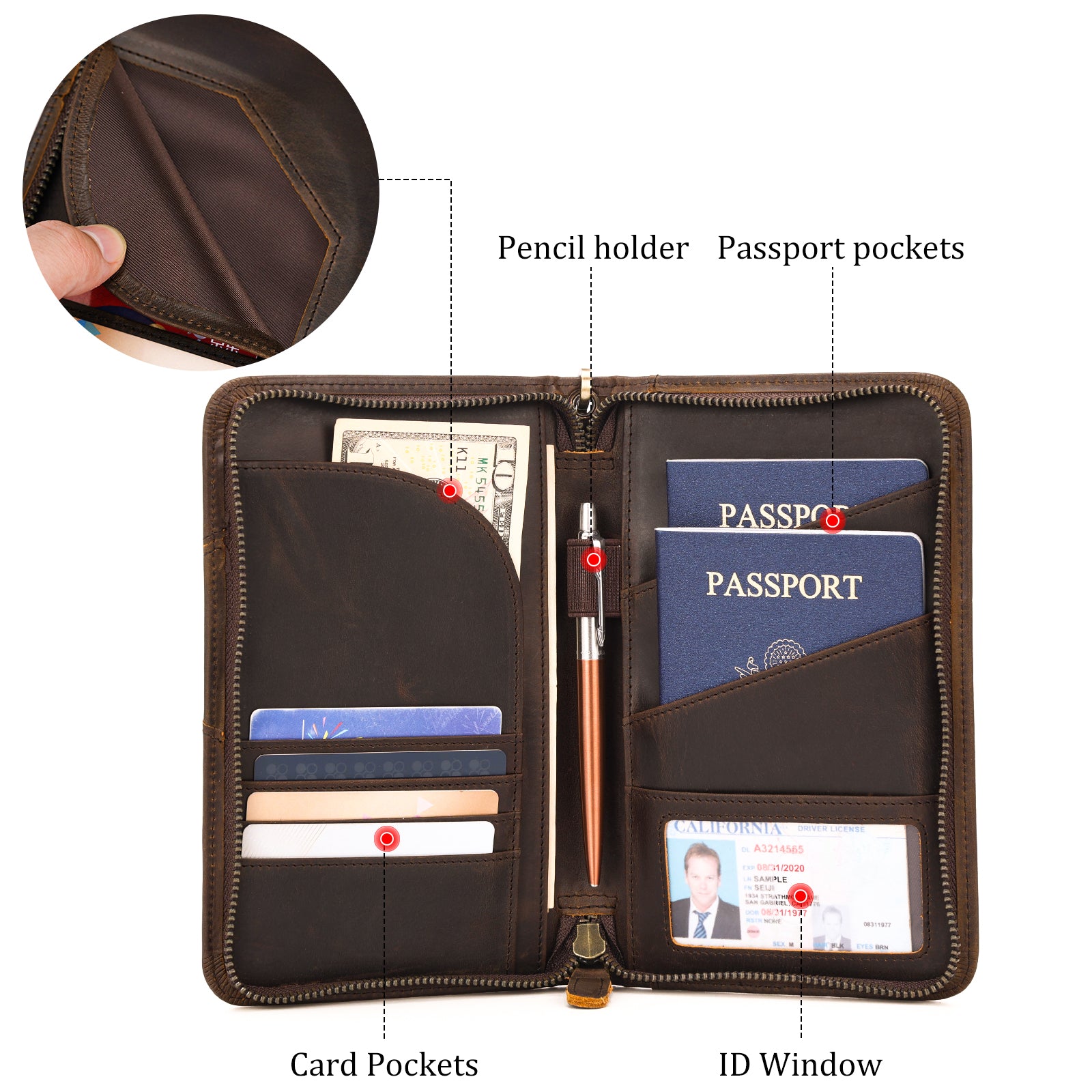 Lace Passport Holder Leather PU Passport Book English PASSPORT