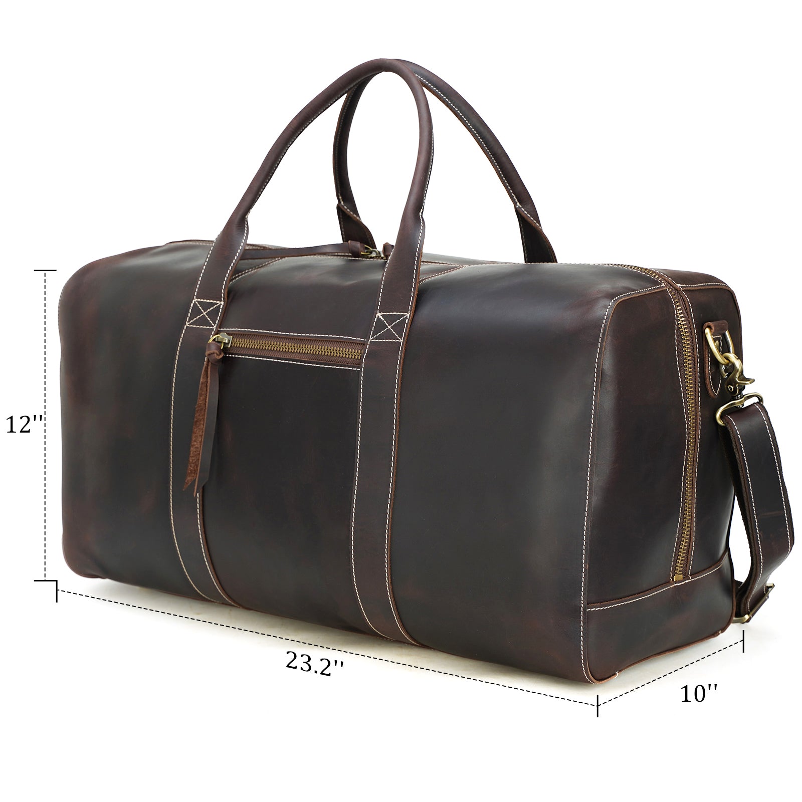 Polare Leather Duffle Weekend Travel Bag For Men With Full Grain Cowhide  Leather 23.2'' Duffel Bag