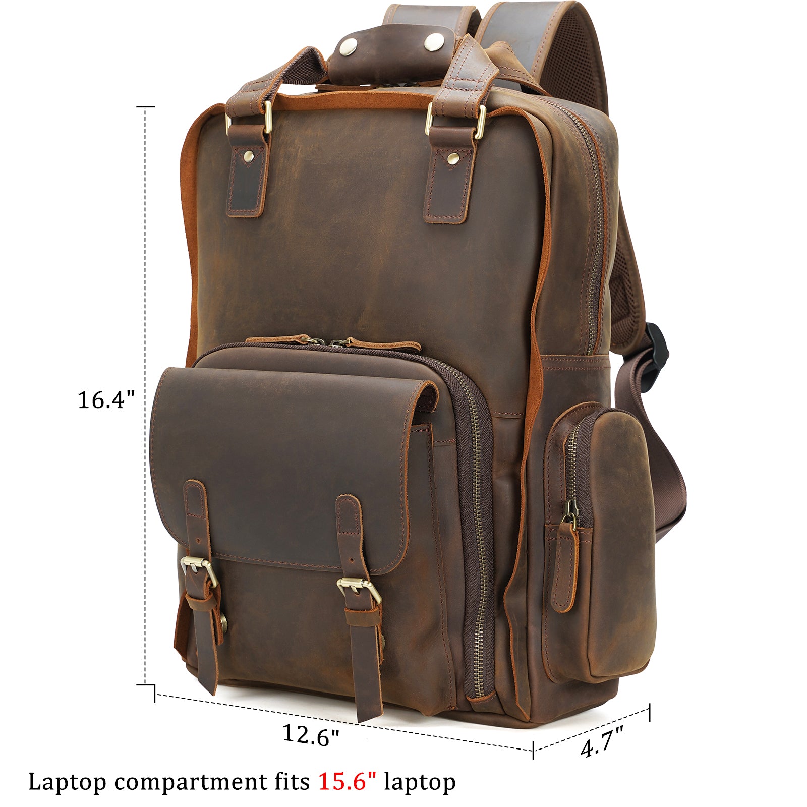 Leather Laptop Bag Vintage Travel Hiking Duffle Backpack Shopping